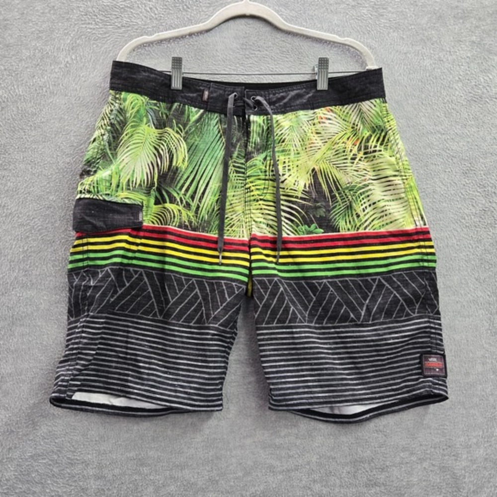 Vans Men Swimwear Shorts 33 Multicolor Tropical Palm Trees Boardshorts Polyester